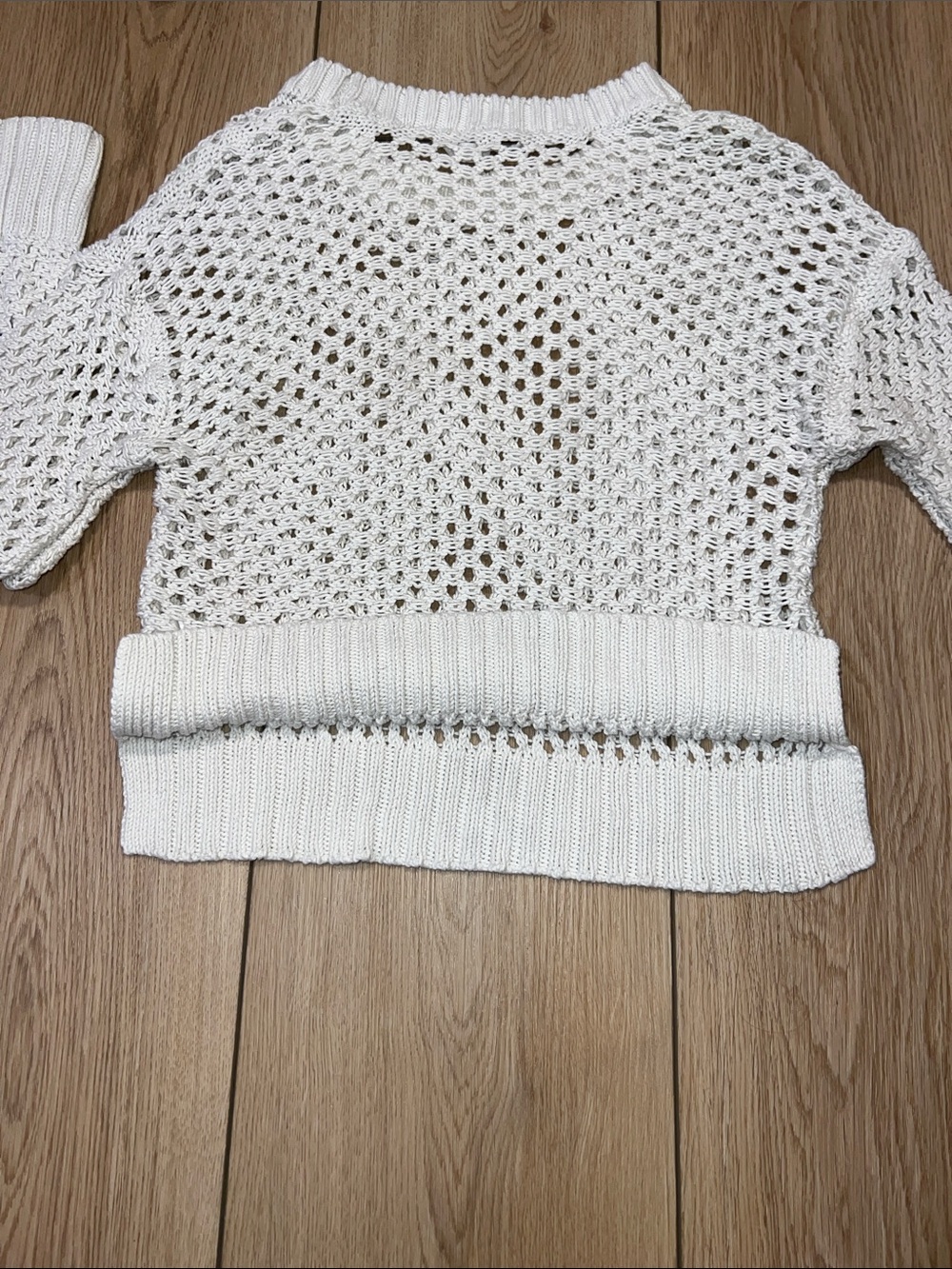 Bluenotes Open-Knit Crochet Ivory Crewneck Sweater - Picture 15 of 15